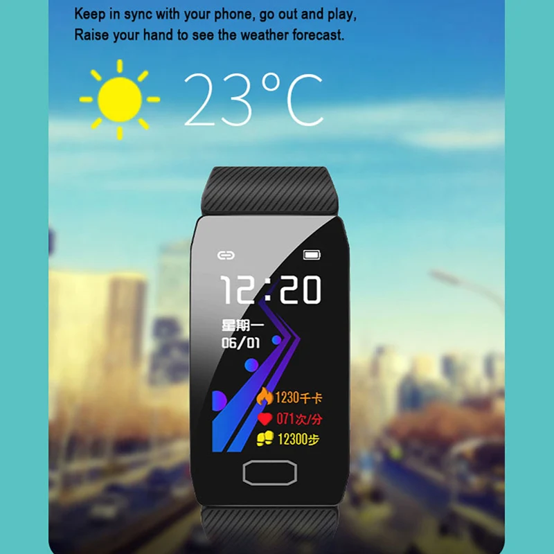  Fitness Bracelet Blood Pressure 1.14'' Screen Fitness Tracker Smart Watch Waterproof Smart Wristban - 4000243286184