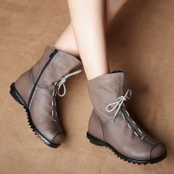 

Leather short boots, warm leather boots, autumn and winter new low heel women's boots, boots