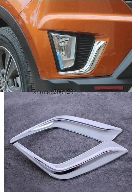 

2 Pcs/Set Car Styling Front Fog Light Decorative Sequins Frame Lamp Trim ABS Accessories For Hyundai IX25 Creta 2015 2016