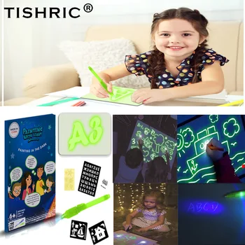 

TISHRIC LED Luminous Drawing Board/Tablet Magic Drawing Pad With Light-Fun Fluorescent Pen For Boys Girls Painting Educational