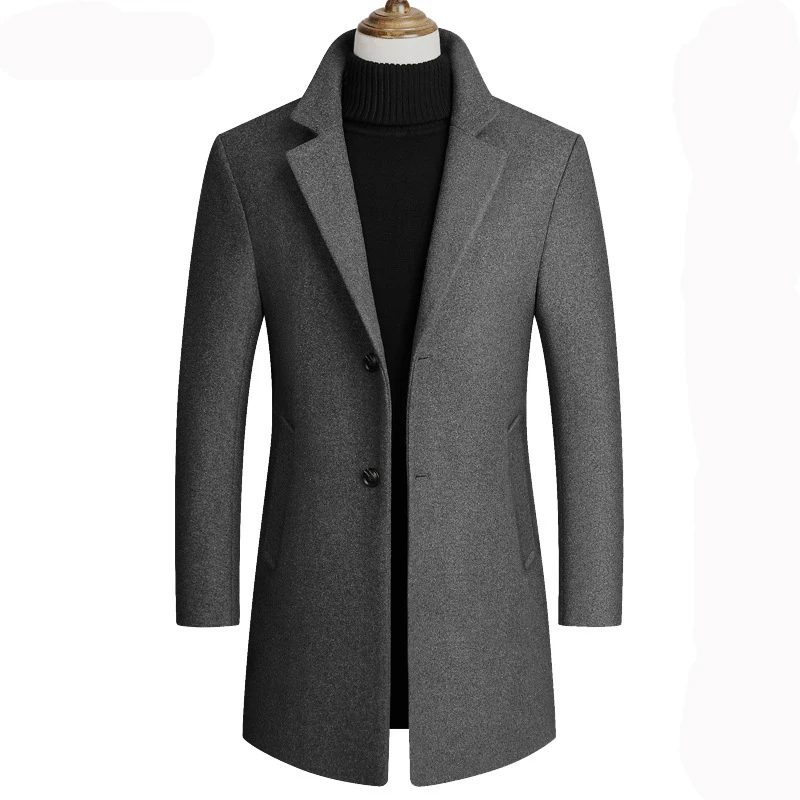 9001 gray NEESKENS мужская куртка из шерсти пальто Sigle-breasted однотонное тонкое мужское шерстяное пальто с воротником осеннее зимнее пальто Модный Дизайн Тренч мужской 4XL - Цвет: 9001 gray