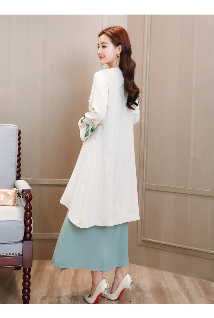 Fj6605 Ethnic-Style Improved Chinese Clothing Spring And Summer Hand-Painted Zen Service Tea Service Cotton Linen Cardigan