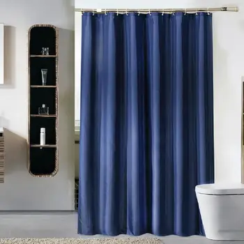 

Waterproof Shower Curtain Set with 12 Hooks Solid Blue Bathroom Curtains Polyester Fabric Bath Mildew Proof for Home Decor