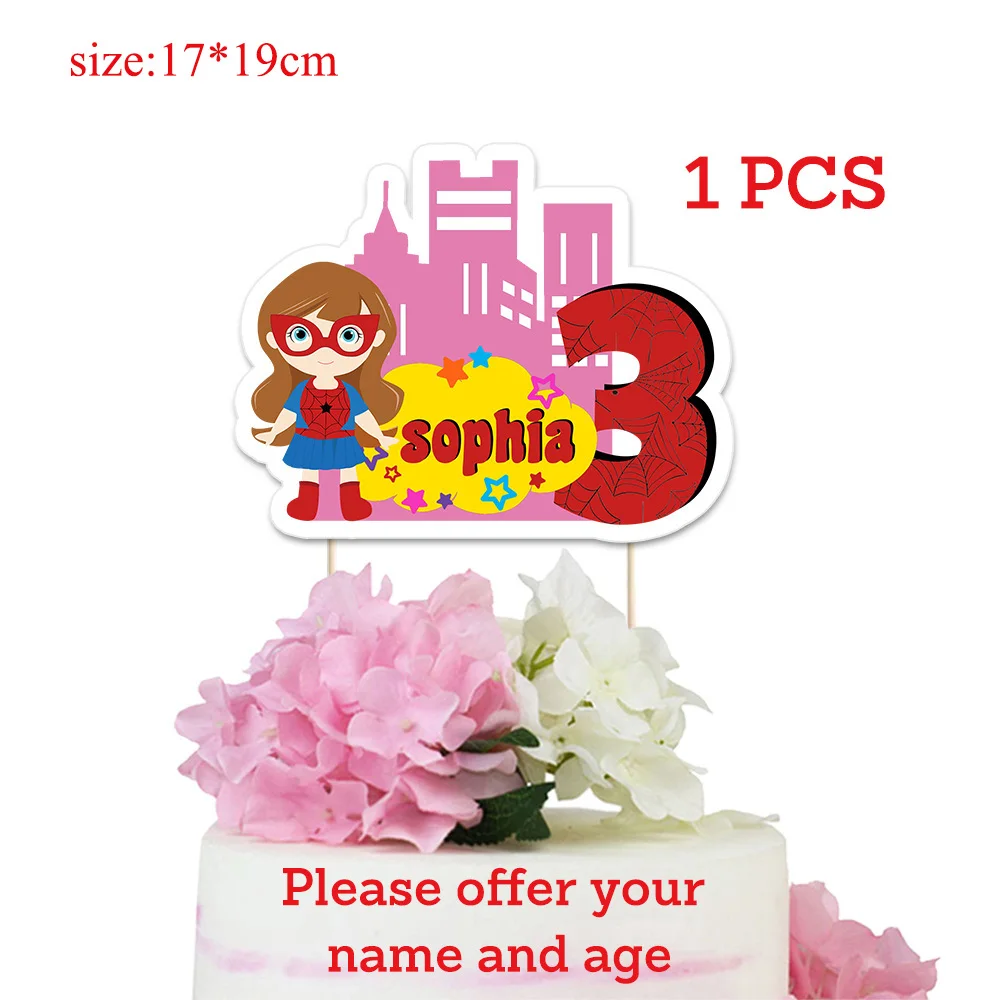 Spider girl 1PCS Супер герой вечерние принадлежности приглашения подарочная коробка воздушные Шары Баннер соломенная Подарочная сумка торт Топпер бутылка для воды День рождения украшения - Цвет: Spider girl 1PCS