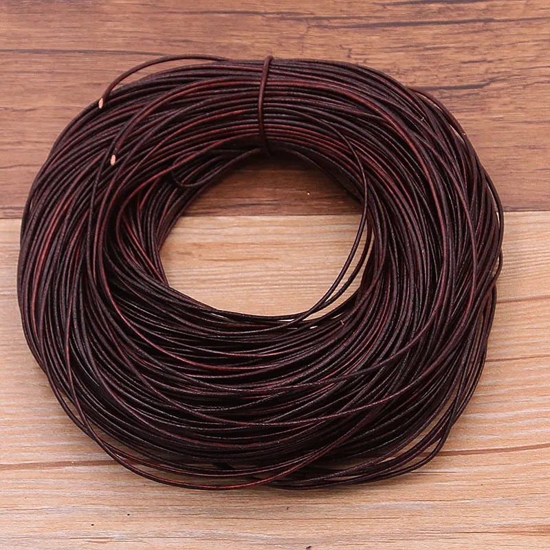 10 Meters - 1 mm Round Brown Leather Cord