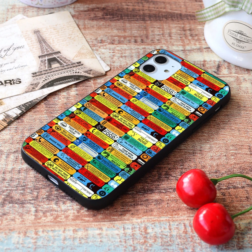 For iPhone Pharmacy labels  Soft TPU Border Apple iPhone Case iphone 8 wallet case