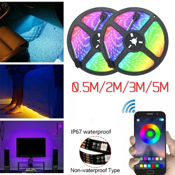 

RGB LED Strip Light SMD5050 0.5/2/3/5M USB Waterproof Tape Ribbon diode led Strips Lamp with bluetooth APP control