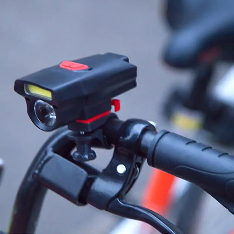 Bike Light Double Lamp Beads Handlebar Headlight Bicycle LED+COB Waterproof High Bright Night Cycling Flashlight