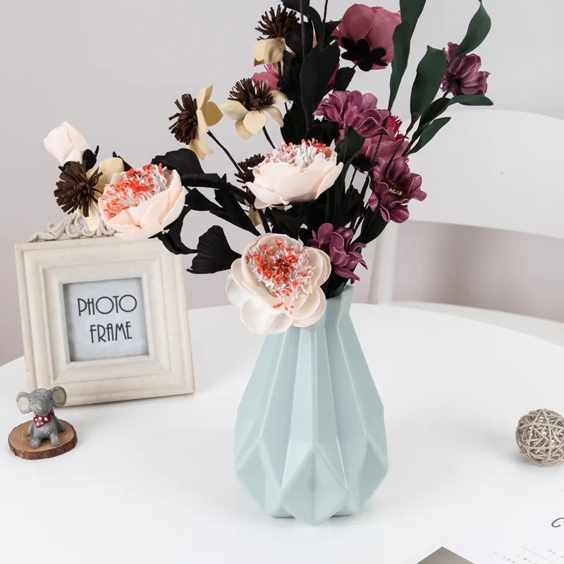 Цветочная ваза для украшения интерьера пластиковая ваза белая имитация керамического цветочного горшка Цветочная корзина скандинавские декоративные вазы для цветов