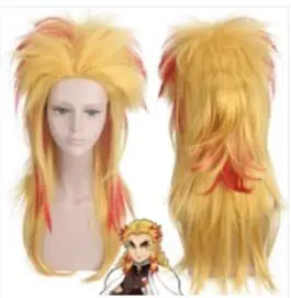 Rengoku Kyoujuro wig Аниме демон убийца Косплей Костюм Kimetsu no Yaiba Rengoku Kyoujurou кимоно Tokitou Muichirou Iguro Obanai пользовательские Сабо парики - Цвет: Rengoku Kyoujuro wig