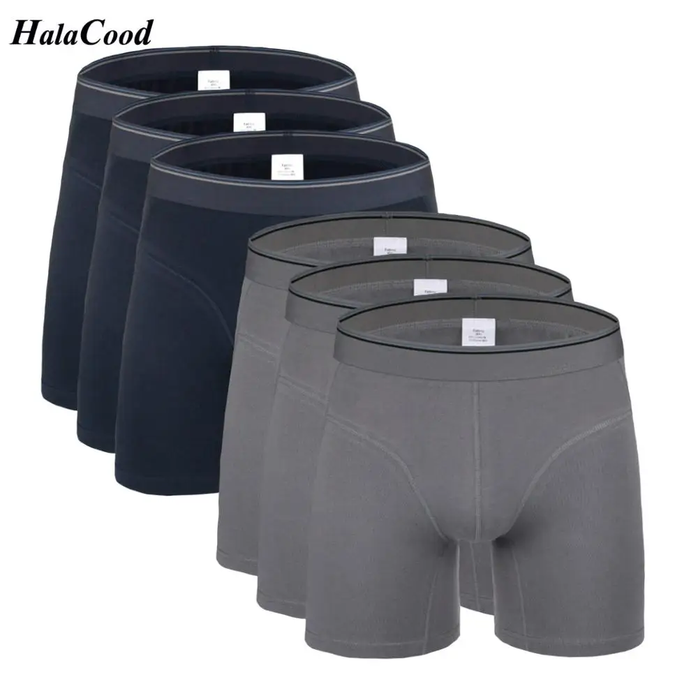 

6Pcs/lot New Men's Plus Size Long Boxers Fashion Sexy Male Panties Sweat Absorbing Cotton Boxer Shorts Breathable Men Underwears