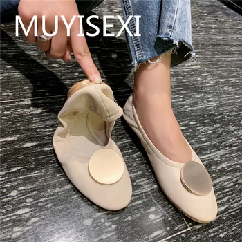 

Super light soft women flat shallow women spring round toe shoes elastic band slip-on pregnant woman drive MMM05 MUYISEXI