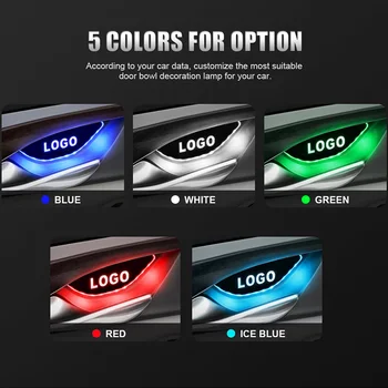 

4Pcs LED Door Handle Bowl Cover Car Inner For Chevrolet Citroen Renault Pontiac Ssangyong Vauxhall Kia Auto Interior Accessories