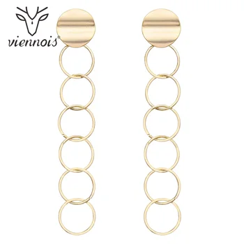 

Viennois Round Design Dangle Earrings For Women Gold Plated Multiple loops Design Drop Earrings Indian Jewelry