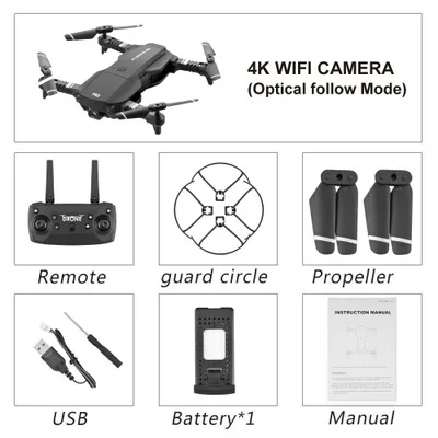 Wi-Fi FPV RC Дрон 4K камера оптический поток воздушный Видео режим высокой фиксации складной рычаг RC Квадрокоптер самолет Квадрокоптер игрушки для детей - Цвет: Black 4K