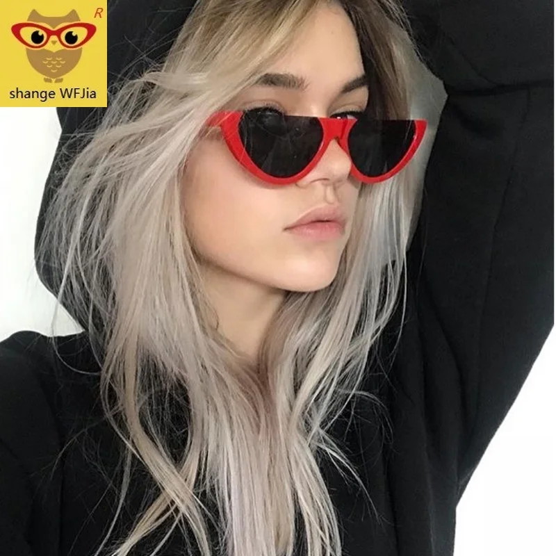 Крутые полуоправы, Узкая оправа, кошачий глаз, солнцезащитные очки для женщин, индивидуальные, модные, солнцезащитные очки, женские, цветные, UV400