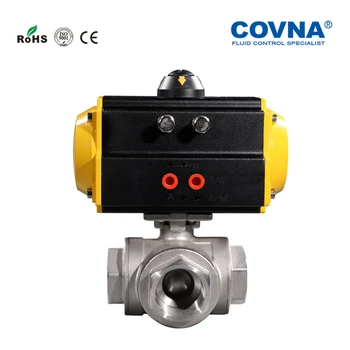 

DN40 1.5 inch Pneumatic Thread 3 Ways Stainless Steel Ball Valve Double Acting