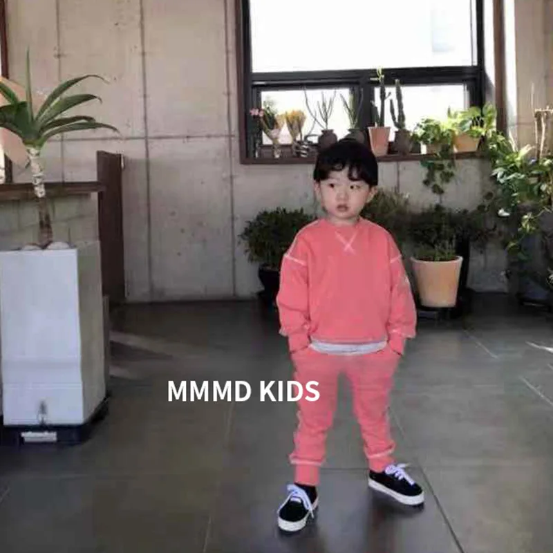 

Autumn East New Products Childrenswear 2019 South Korea Door Men And Women Children Candy-Colored Baby Hoodie Sports Set Young O