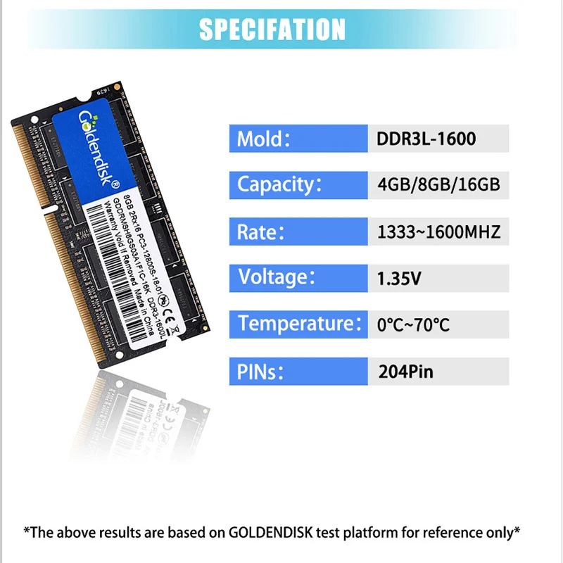 Goldendisk DDR3 8GB 1,35 V 1600Mhz PC3-12800 SO-DIMM ram для ноутбука Momery