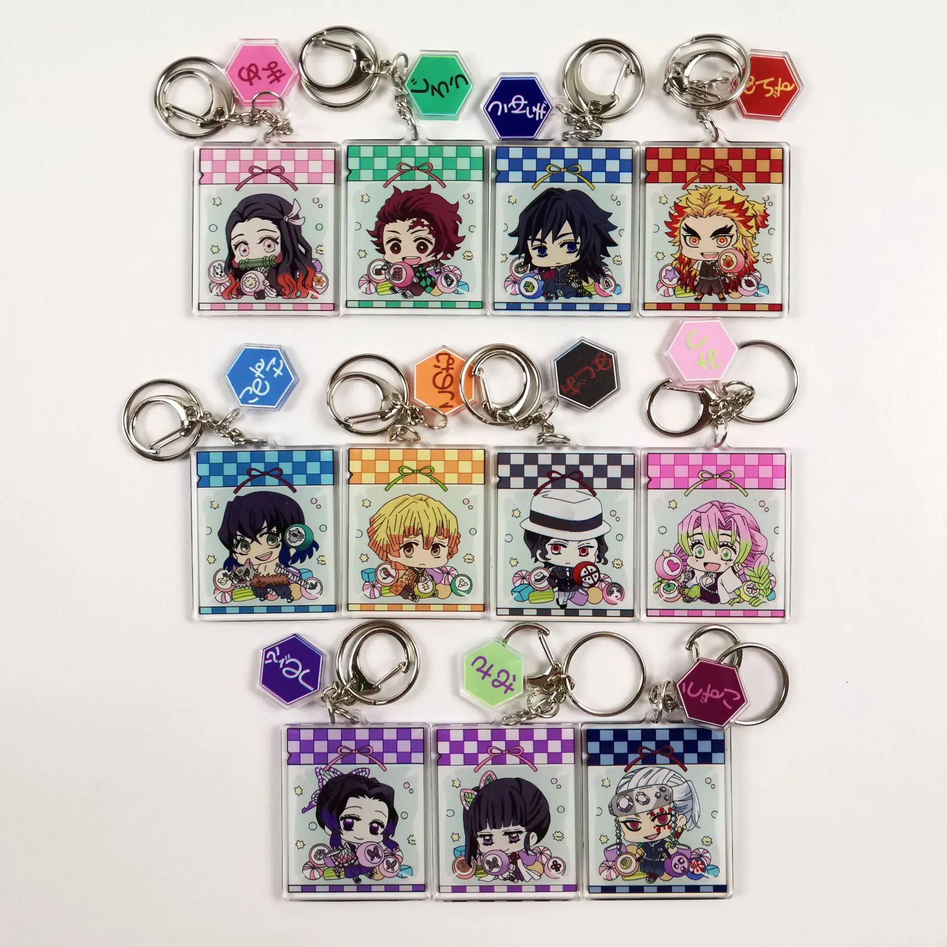 

11Styles Demon Slayer Kimetsu No Yaiba Tanjirou Nezuko Zenitsu Giyuu Kanawo Keychain Blade of Ghost Keyring Acrylic Key Chains
