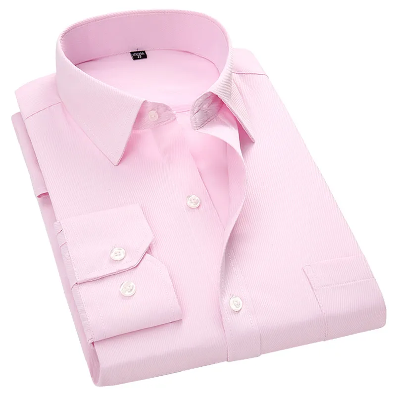 Men Dress Shirt Clothing Long-Sleeve Black White High-Quality Fashion-Designer Blue 4XL