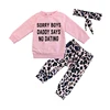 Newborn Baby Girl Clothes Set Fashion Leopard Pants Pink Letter Print Tops Headband 3Pcs Autumn Toddler Infant Clothing Outfits ► Photo 2/6