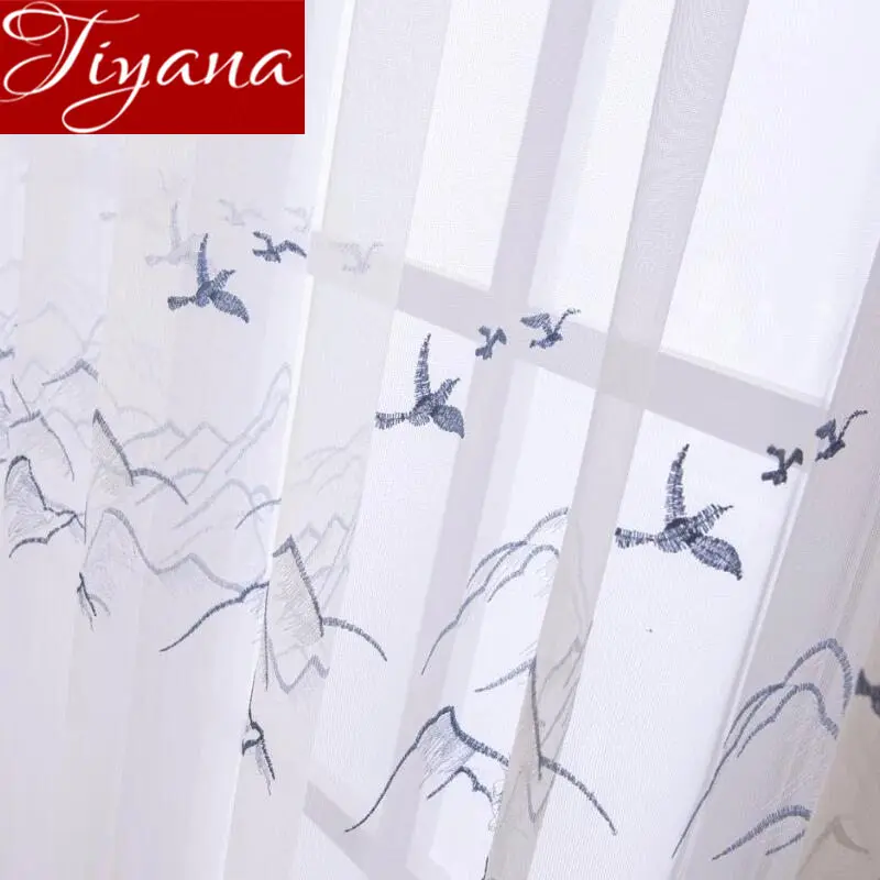 

Birds Curtain Embroidered Voile Window Gauze Mesh Yarn for Living Room Custom Made Tulle Curtain Kitchen Drape X584#30