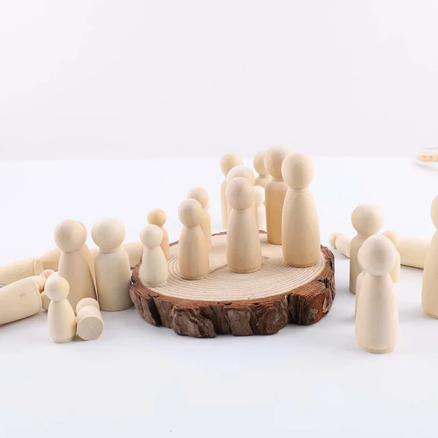20pc 75mm-90mm Wooden Doll Handmade Wooden Blank Peg Dolls Girl Boy DIY Unfinished Big Doll Maple Rodent Matryoshka Kids Gifts 2