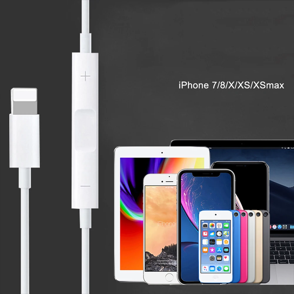 Подходит для телефонов iPhone с плоской головкой 7 7 Plus 8 8 Plus x XS Max XR вставные наушники Bluetooth