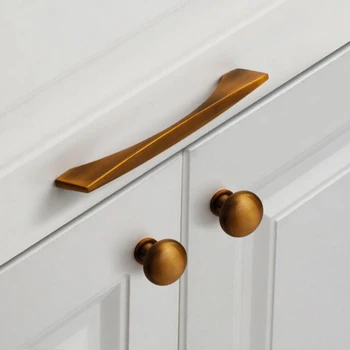 Household Kitchen Cabinet Pulls Pure Copper Drawer Handle Wine Cabinet Cupboard Door Wardrobe Pull Bathroom Basin Door Handles