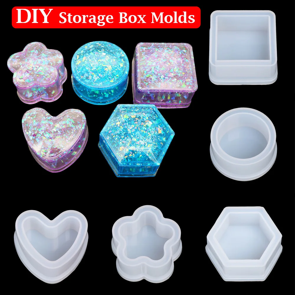 DIY Crystal Epoxy Resin Mold Storage Box Molds Heart Shape Cut Jewelry Box Mold UV Gift Box Silicone Mold Jewelry Making Tools