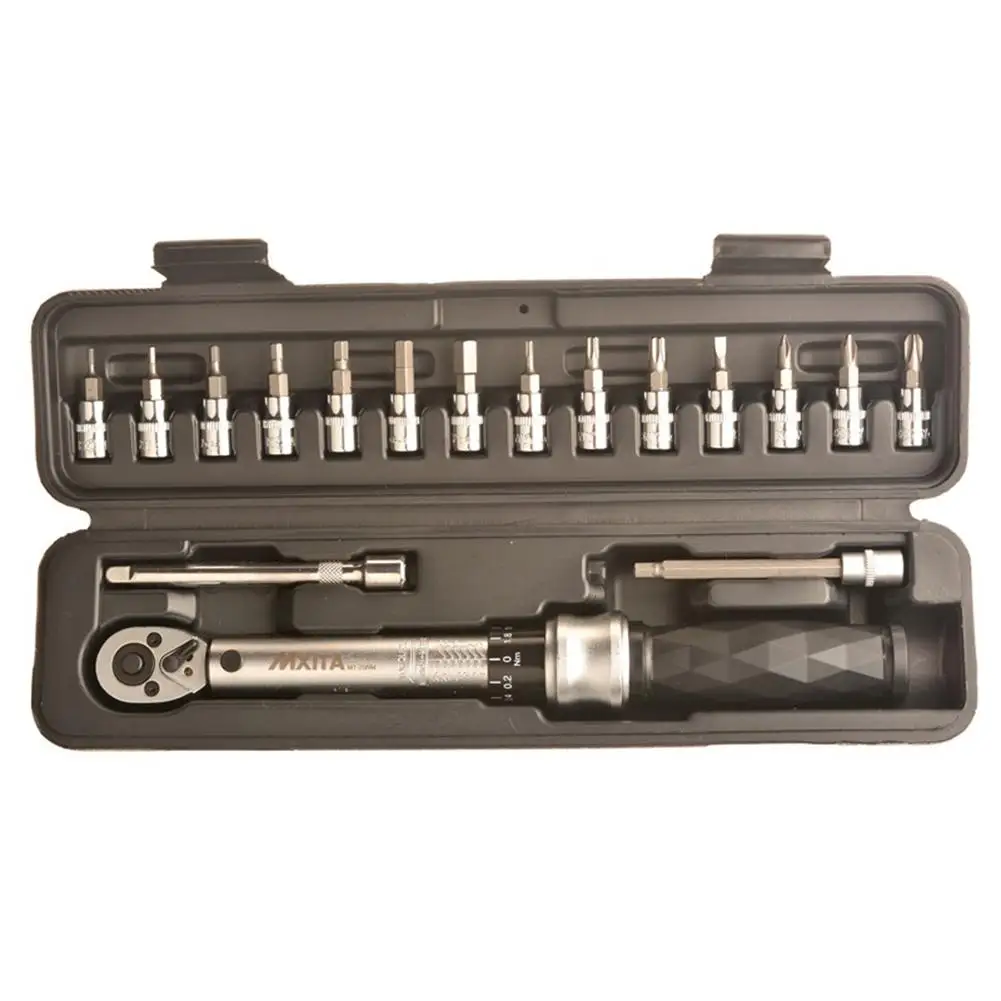 

17PCS Preset Torque Wrench Set Torque 1-25NM Polished Chrome Steel Bicycle Torque Tool