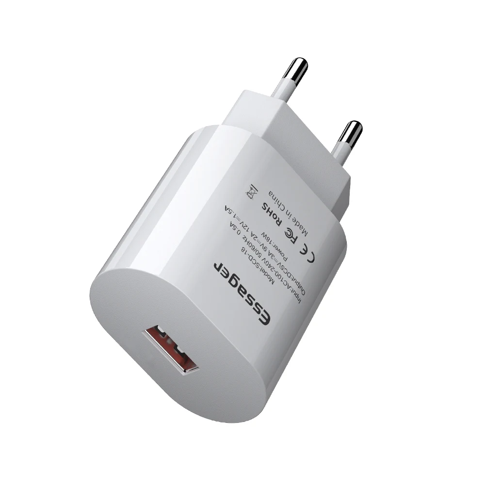 EU Plug White Essager quick charge 3.0 зарядное устройство usb QC3.0 ЕС зарядник для huawei Коврики 20 samsung A50 Xiaomi Mi 9 универсальнаябыстрая зарядка - Тип штекера: EU Plug White