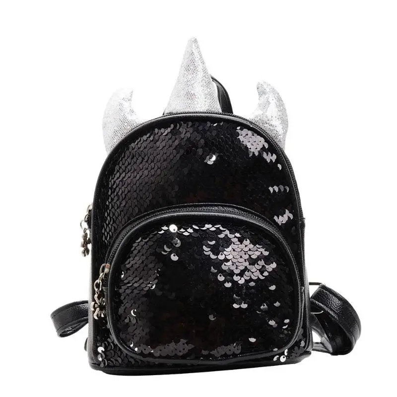 Модные милые рюкзаки для путешествий с роговыми ушками, детская повседневная Сумочка, школьные сумки на плечо, блестки, кожаный рюкзак, рюкзак с изображением сердца - Цвет: A2