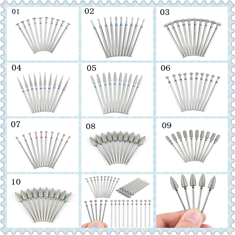 New 10 Pcs 2.35mm Shank Diamond Grinding Bur Drill Bits for Dental Grinding Wheel Shape Burs Dental Polishing Burs Toiletry Kits