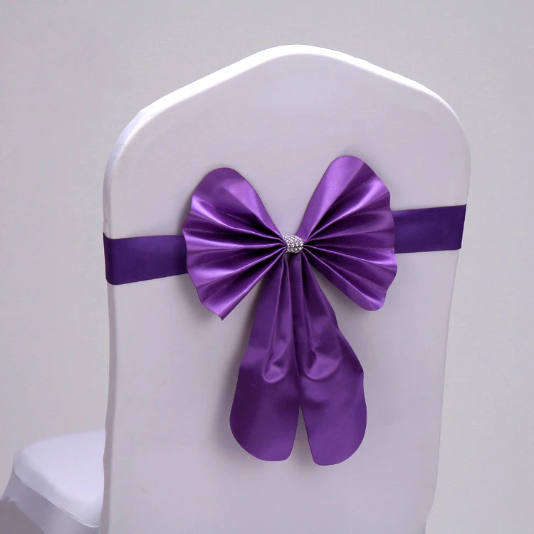Dark Purple 10 шт. эластичные ленты для свадебных стульев, чехлы для банкетных стульев, ленты с пряжками для стула «сделай сам», пояса, бант-галстук, украшение для дома - Цвет: Dark Purple