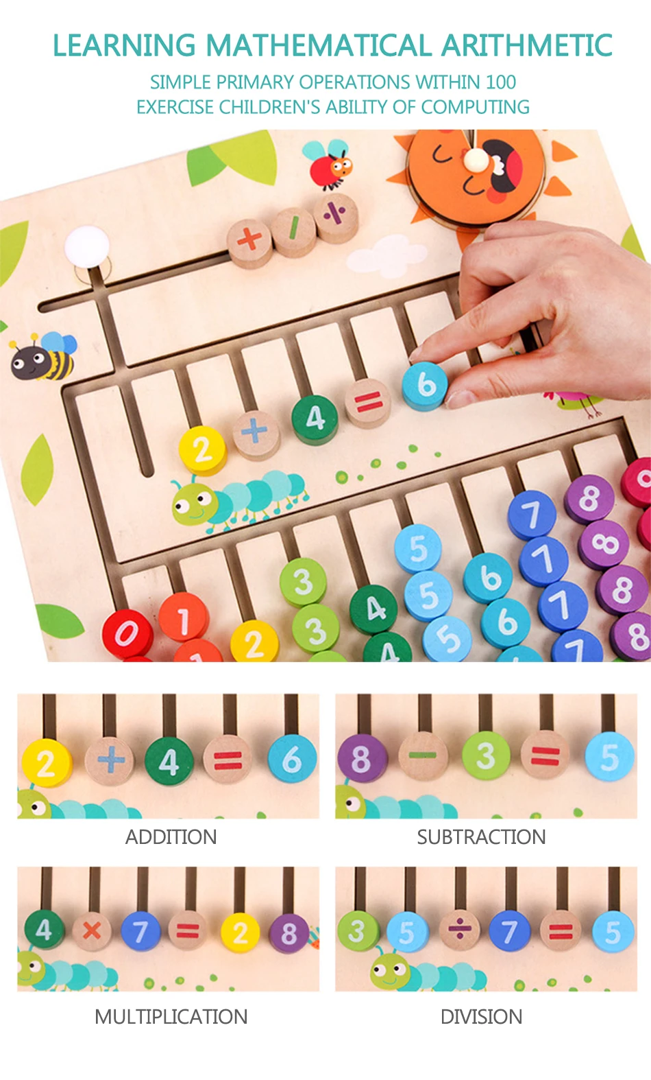 Детские деревянные Математические Игрушки Обучающие игрушки Монтессори Детские Обучающие цифры дидактические игры для раннего обучения детей Подарки