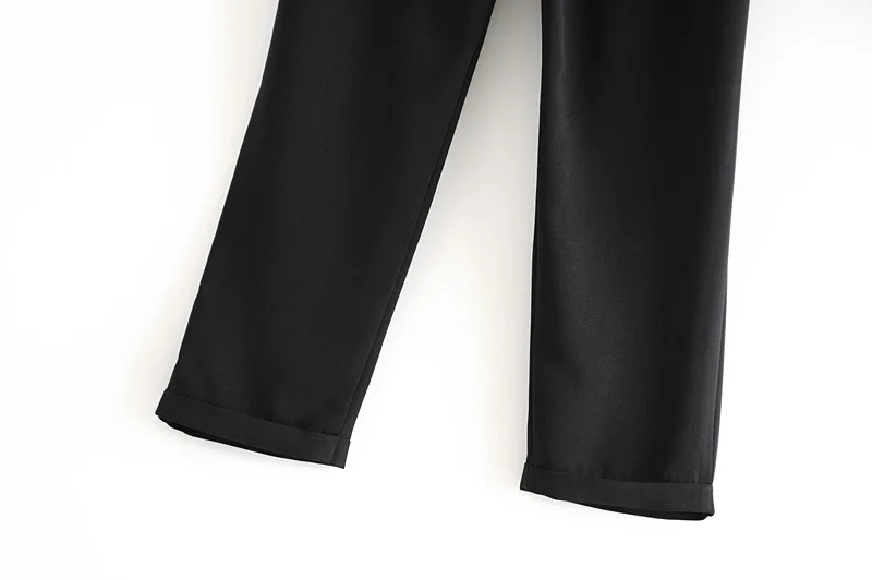 Брюки с эластичной резинкой на талии, Элегантные Женские однотонные офисные длинные брюки, повседневные женские штаны с карманами на молнии