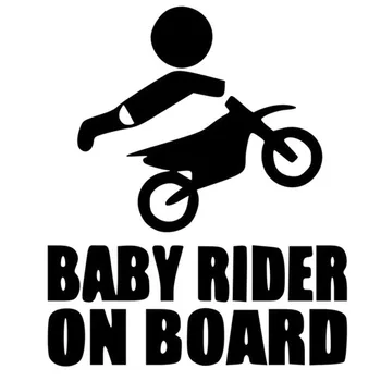 

22X14CM Funny Vinyl BABY RIDER ON BOARD Dirtbike Car Sticker Warning Accessories