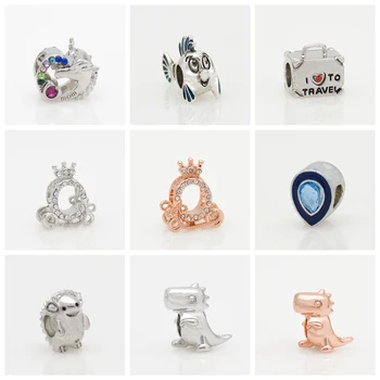 

2019 new design charm Bead plated silver Charms Beads Fit Women Bracelets & Bangles Gift DIY jewelry wholesale