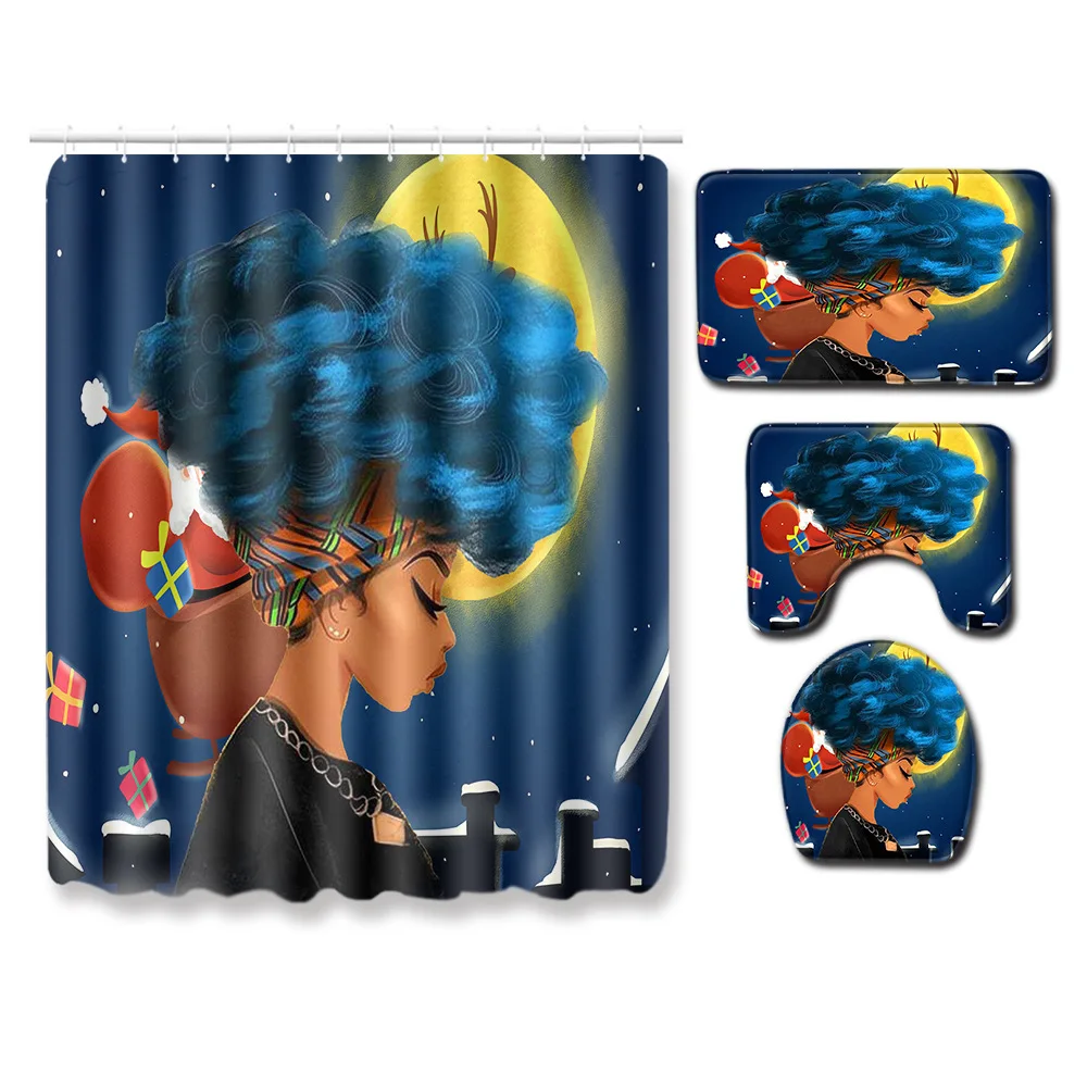 QB88 Zeegle Creative Bathroom Curtain 4pcs Bath Mat Set Modern Bathroom Mat Anti Slip Toilet Rug Dustproof Foot Rug Lid Toilet Cover - Цвет: QB88