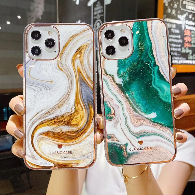 Gradient Marble Texture Shockproof Bumper Case For iPhone 12