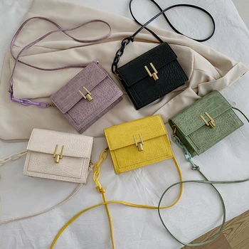 

Fashion Alligator Leather Crossbody Bag Women Small Square Chain Shoulder Pouch Youth Ladies Simple Versatile Bag