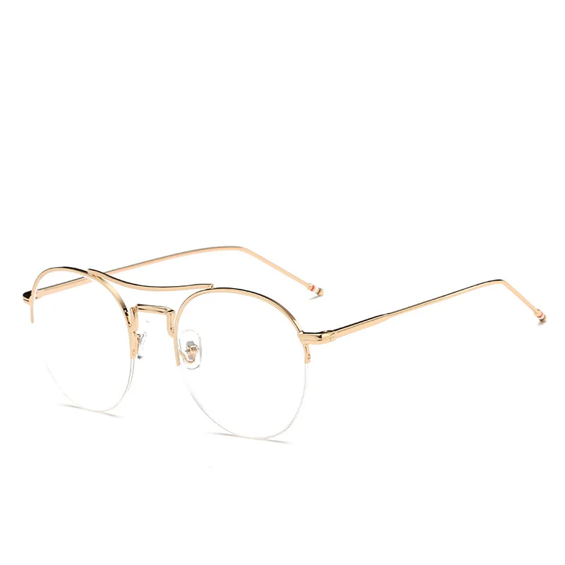 Классические мужские и женские металлические очки, оправа из сплава, анти синие прозрачные линзы, модные ретро очки для чтения, женские оптические очки - Цвет оправы: 4