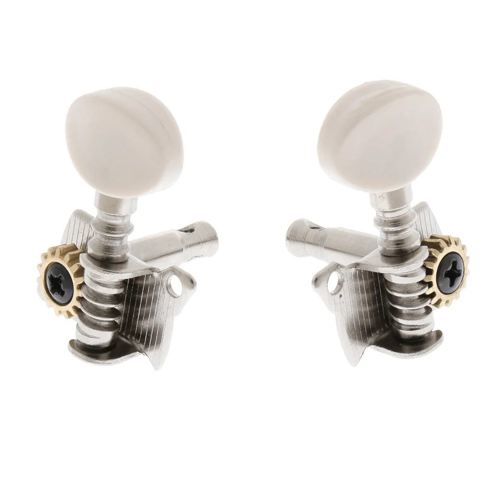 4 Pieces Metal Opened Ukulele Uke Tuning Pegs Tuners Round Cap Silver