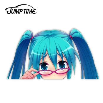 

Jump Time 13cm x 7.2cm Hatsune Miku PEEK BIG HEAD Anime Vocaloid Decal Vinyl Sticker Car Truck Window Waifu Stickers Car Covers