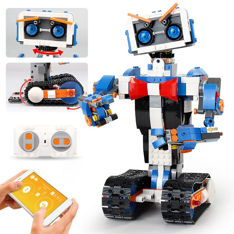City RC Robot Electric Building Blocks Programmatic Remote Control Intelligent Car Bricks High Tech Toys for Children Gift | Игрушки и