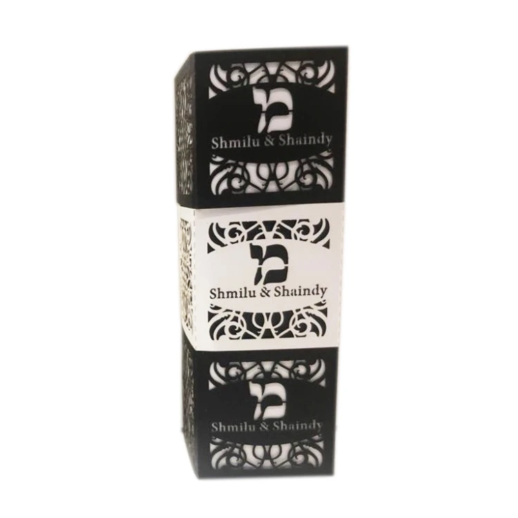 Boite Cube Personnalisee Noire Et Blanche Decoupee Au Laser Bar Mitzvah En Hebreu Pour La Celebration De L Anniversaire De 3 Ans Aliexpress