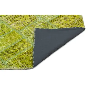 

Handmade Green Vintage Overdyed Patchwork Area Rug 161x231 Cm-5'3''X7'7''
