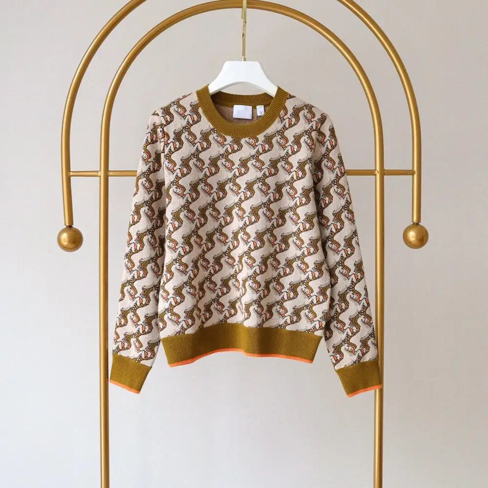 

Unicorn double jacquard wool sweater women's early autumn 2020 new retro wild long-sleeved pullover